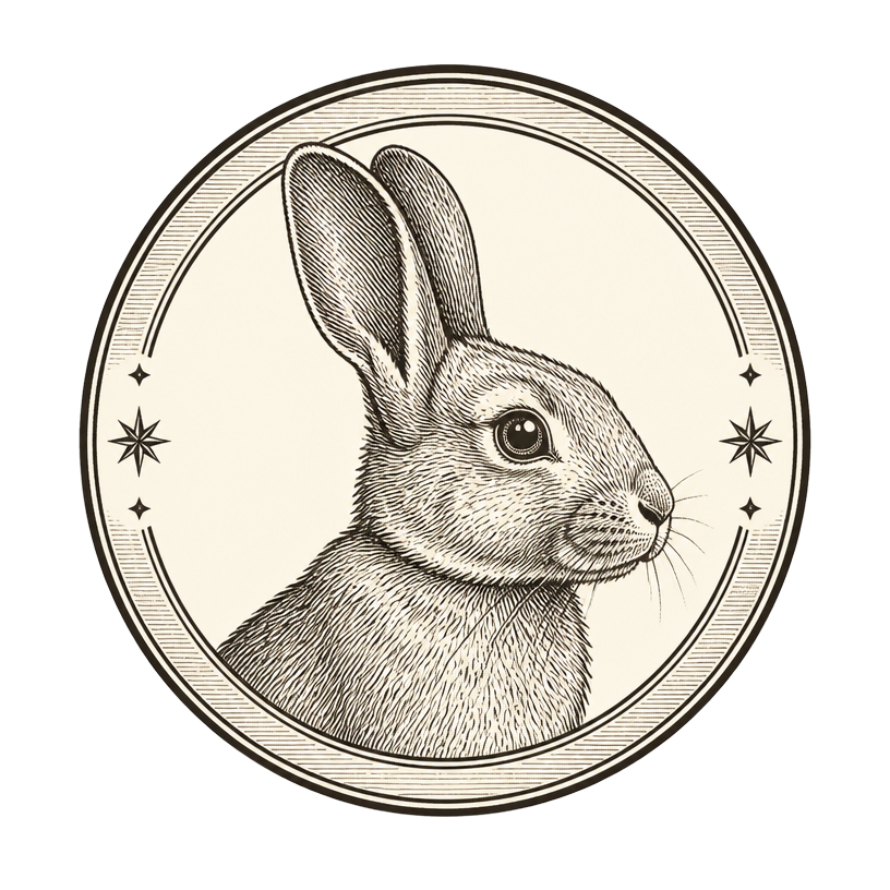 The Found Rabbit engraved rabbit badge